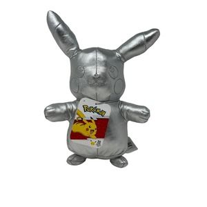 Pikachu Plush Silver Gamestop Pokemon‎ 25th Anniversary Celebration Chrome